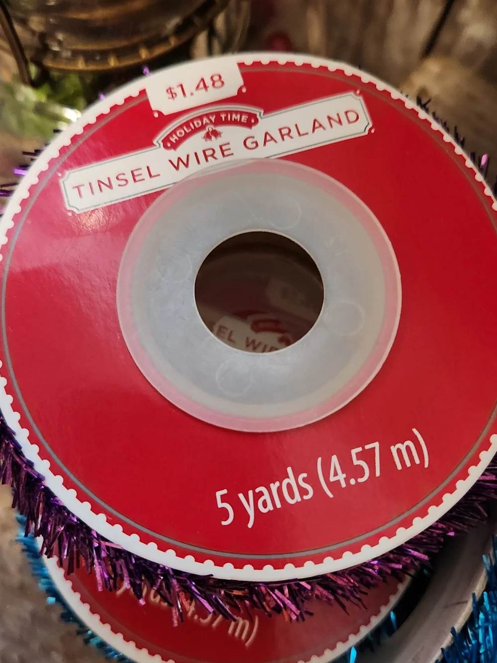 11-Assorted Holiday Tinsel Craft Ribbon - Red, Blue, Gold, Silver,Purple, White.